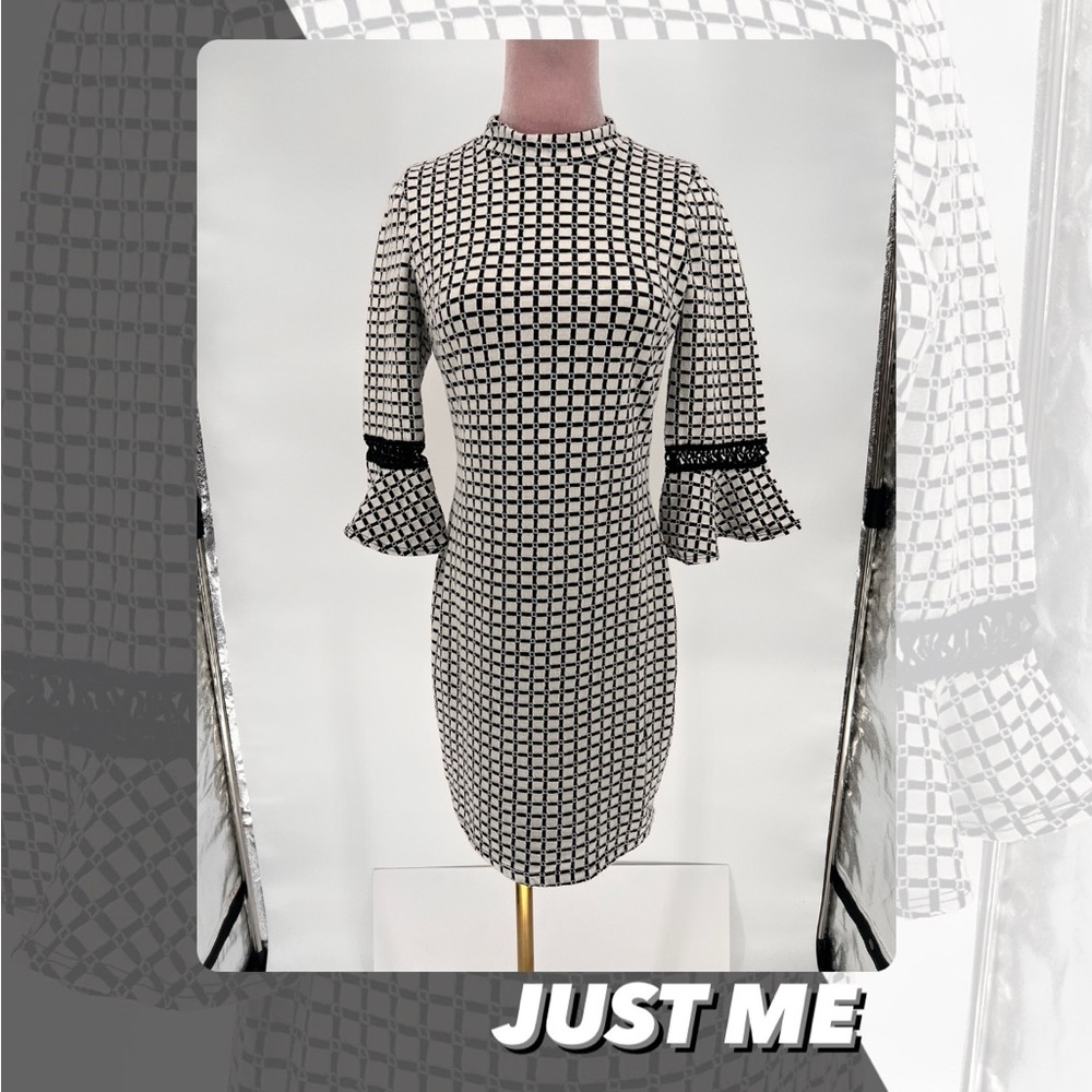 GUC Just Me Window Pane Pattern Dress